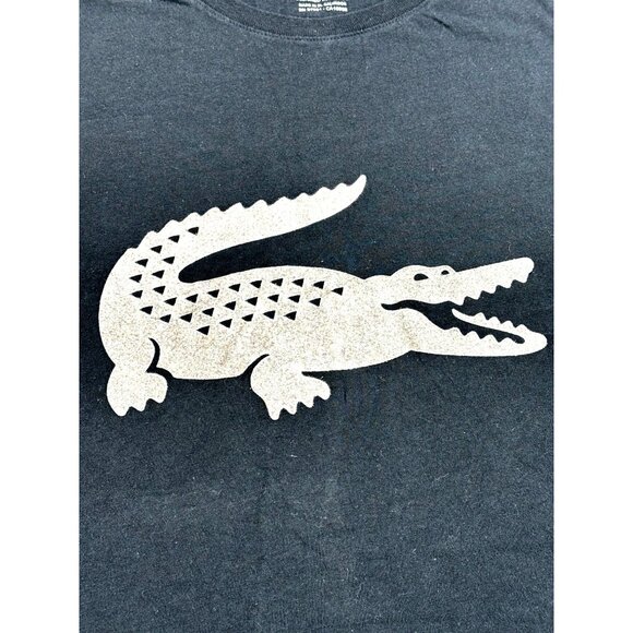 Lacoste Crocodile T-Shirt Mens Black Crewneck Logo 100% Cotton Size 6 - Picture 3 of 7